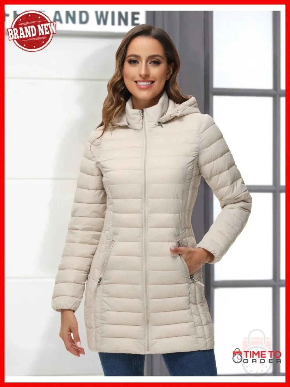 Womens Packable Puffer Jacket Hooded Lightweight Quilted Travel Coat_6